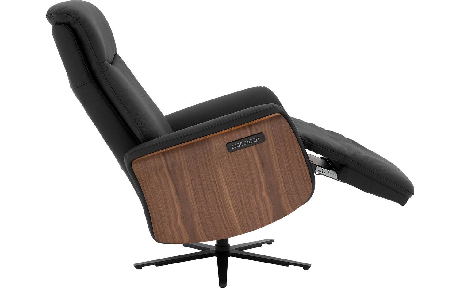 SOLEDA Fauteuil manuele functie - zwart met houten armleuning, zwarte voet