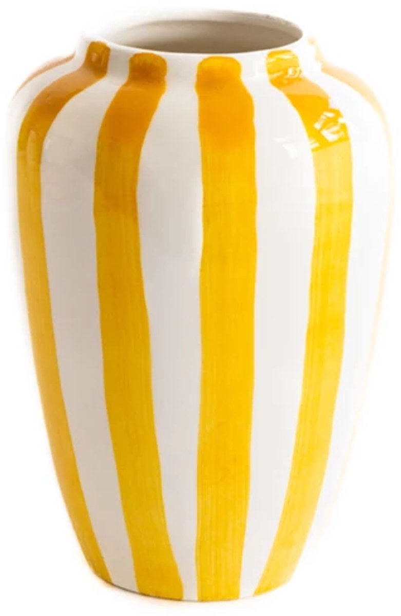 VAL Funky flower vaas XL 25cm - gele strepen