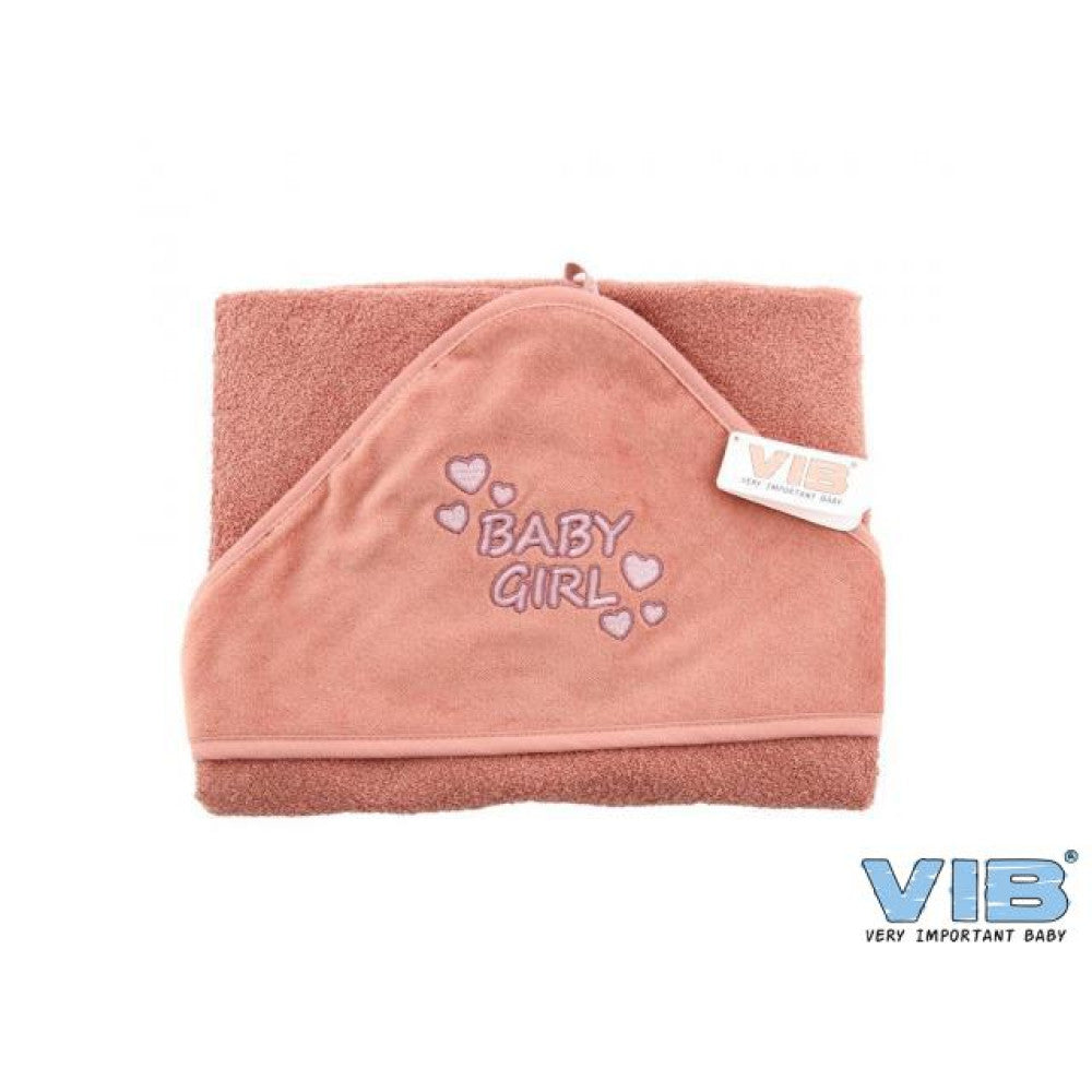 VIB Badcape BABY GIRL - oud roze