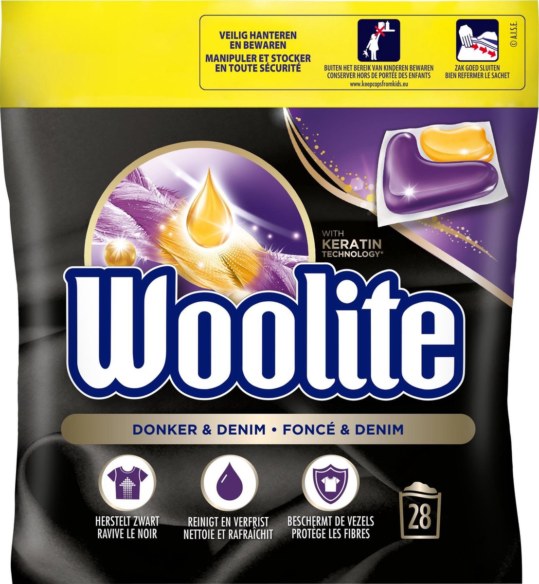 WOOLITE Was pods 28sc - zwart donker denim denim