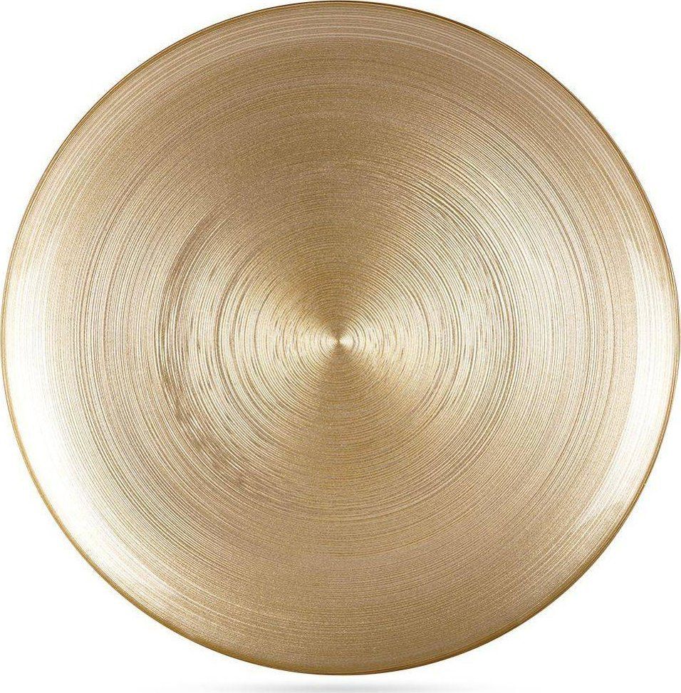 Bord in glas - dia 32cm - goud kleur
