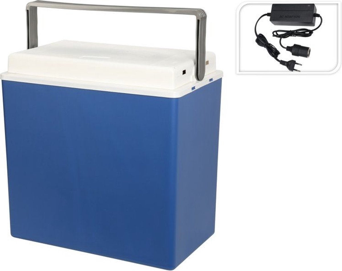 Koelbox electrisch 24L - 12/230V - blauw werkt met 12V autostekker of 230V stopc