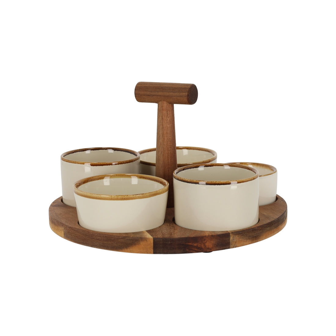 JENS LIVING Bits & bites Bo set van 2 aperopotjes op houder - L - beige