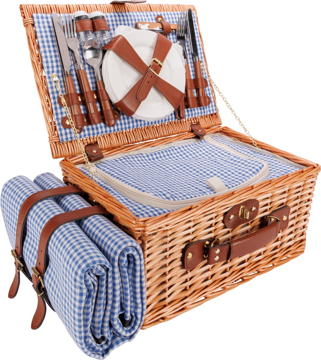 COSY&TRENDY Picknickmand voor 4 personen met laken  tu uc