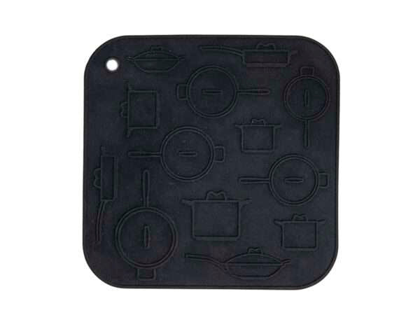 Onderzetter/ panlap silicone - 17x17cm - pan design zwart silicone
