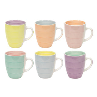 Koffiemok met oor 340ml - pastel 2tone ass.     (prijs per stuk)