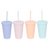 Drinkglas met rietje 500ml - diamond uni ass.         (prijs per stuk)