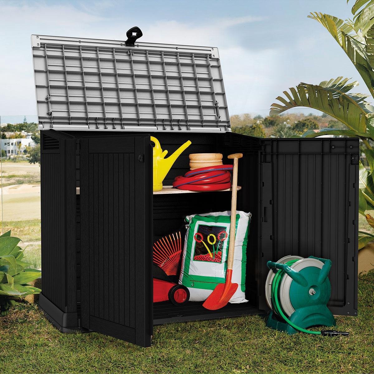 KETER Store it out opbergbox 880L-zwart/ grijs MIDI tuinkist kussenbox132X74X11cm