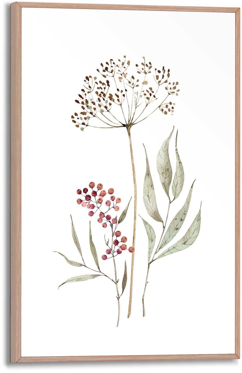 Slim frame wood - 20x30cm - aqua flowers