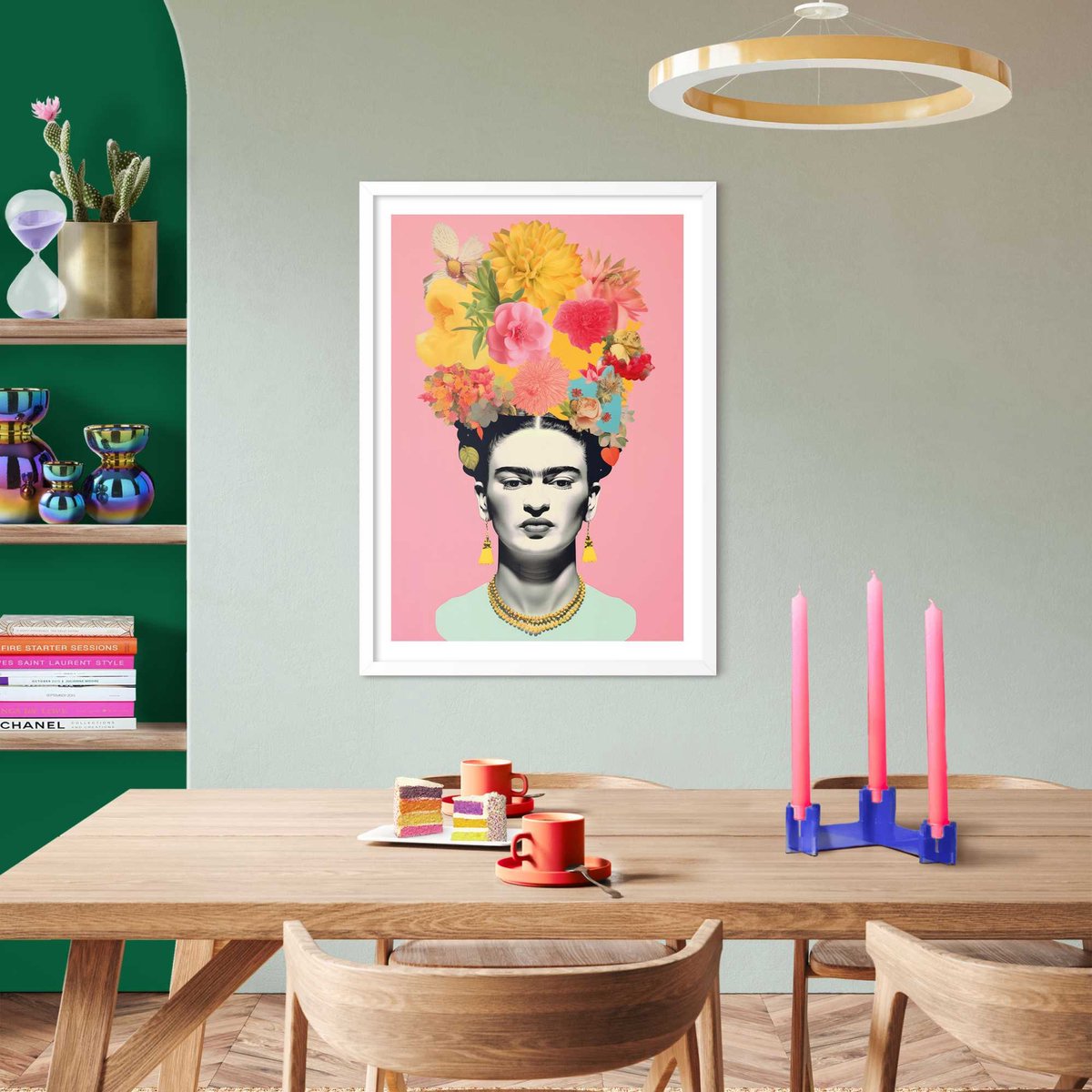 Modern frame wit - 50x70cm - freedom flowers