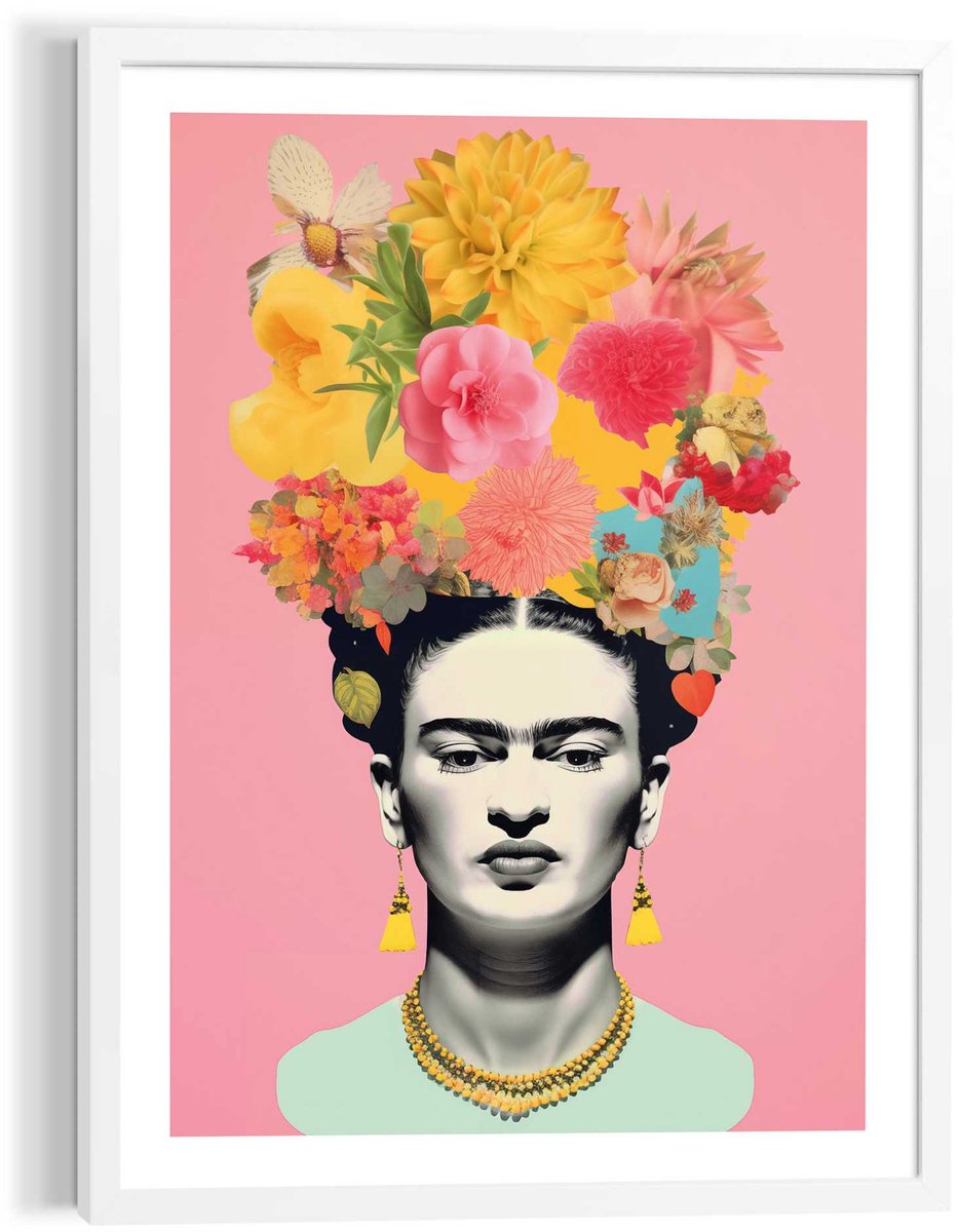 Modern frame wit - 50x70cm - freedom flowers