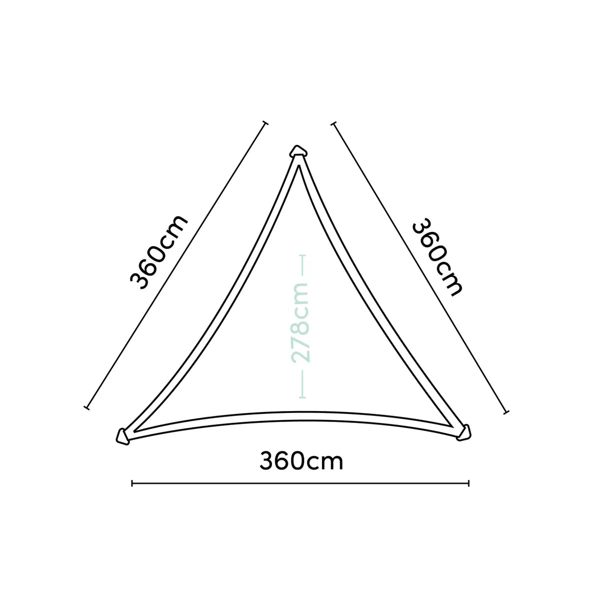PLATINUM Coolfit schaduwdoek driehoek - 360x360x360cm - antraciet