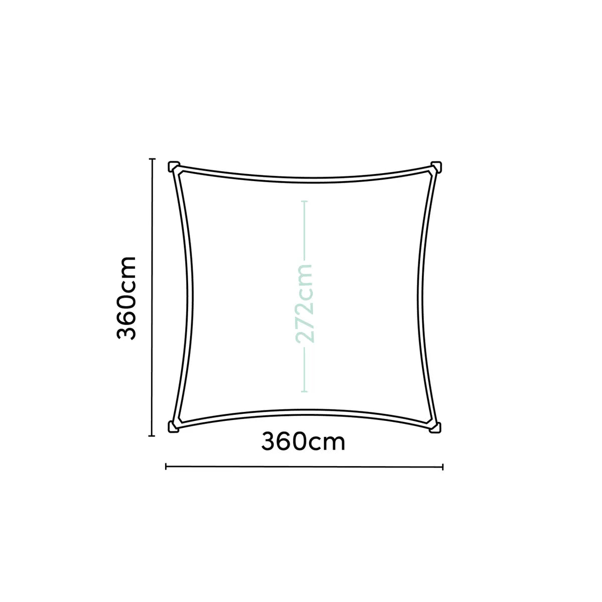 PLATINUM Coolfit schaduwdoek vierkant - 360x360cm - antraciet