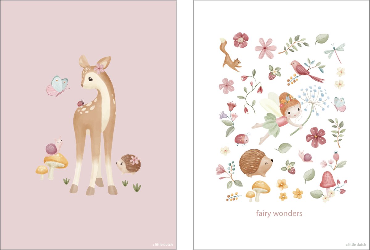 LITTLE DUTCH Poster A3 - fairy wonders (dubbelzijdig geprint)