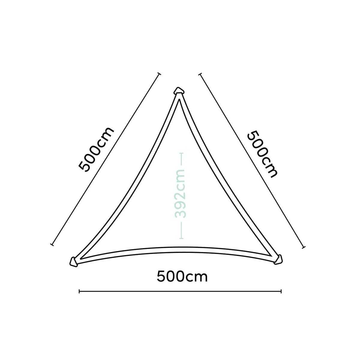 PLATINUM Coolfit schaduwdoek driehoek - 500x500x500cm - zand