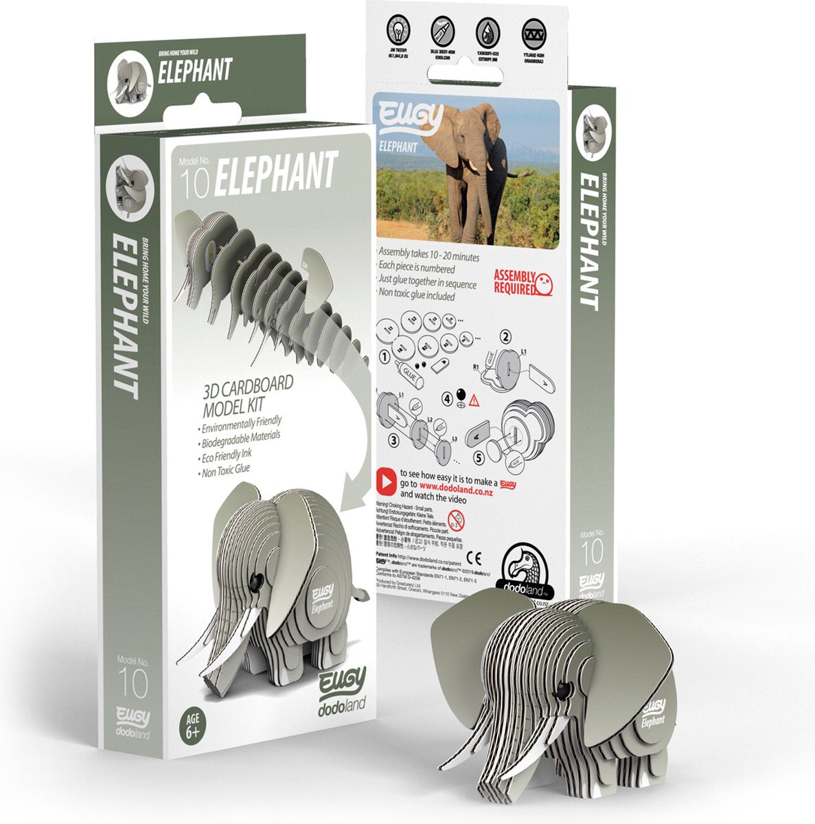EUGY 3D Model - Wild dier/Olifant 7.8x7.5x4.9cm in karton