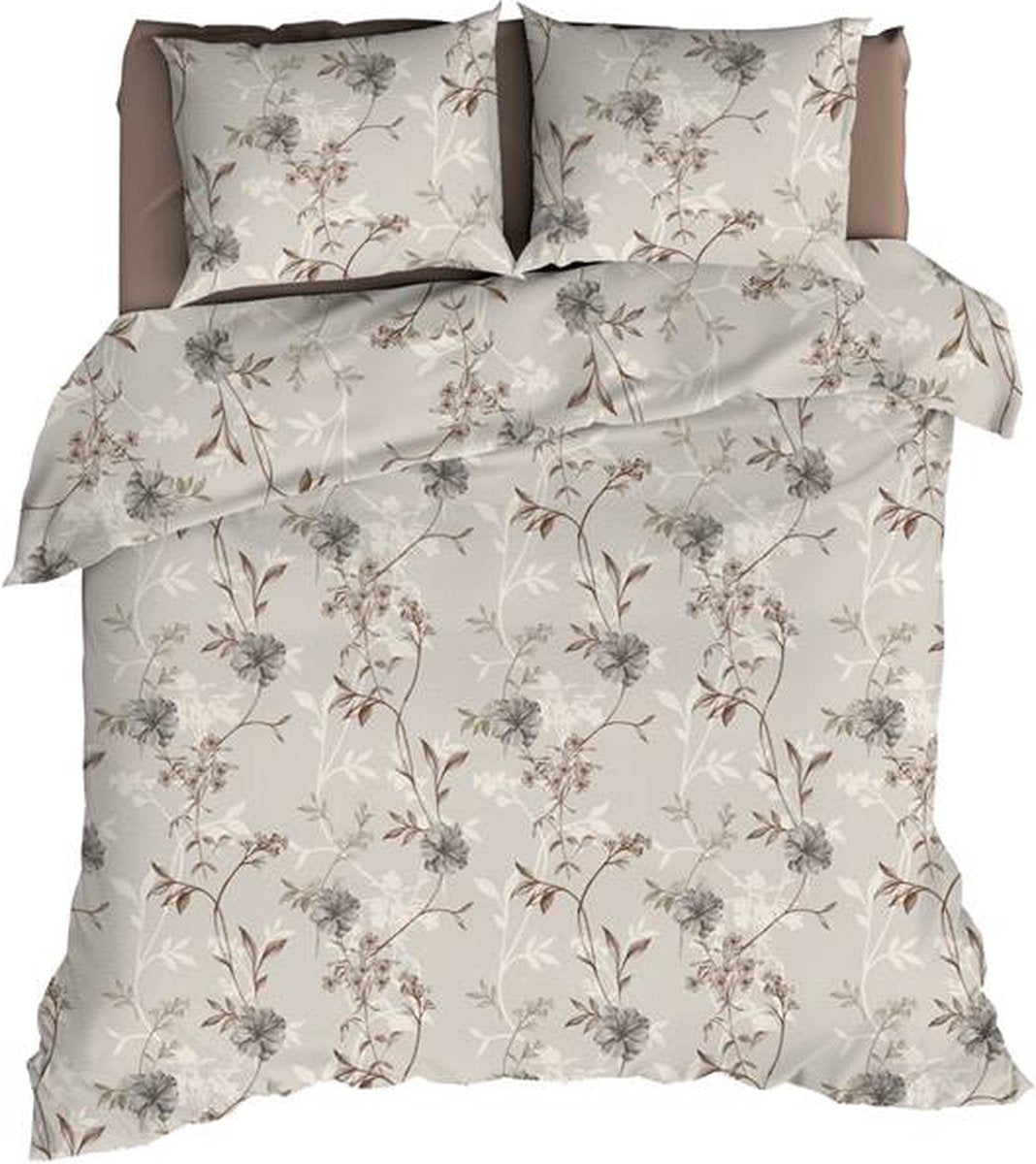 ROMANETTE Dekbedovertrek flanel - 260x200cm - Richelle taupe