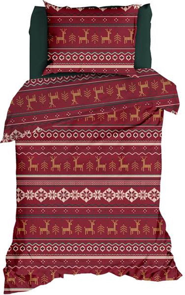 ROMANETTE Dekbedovertrek flanel- 140x200 cm - noelle rood