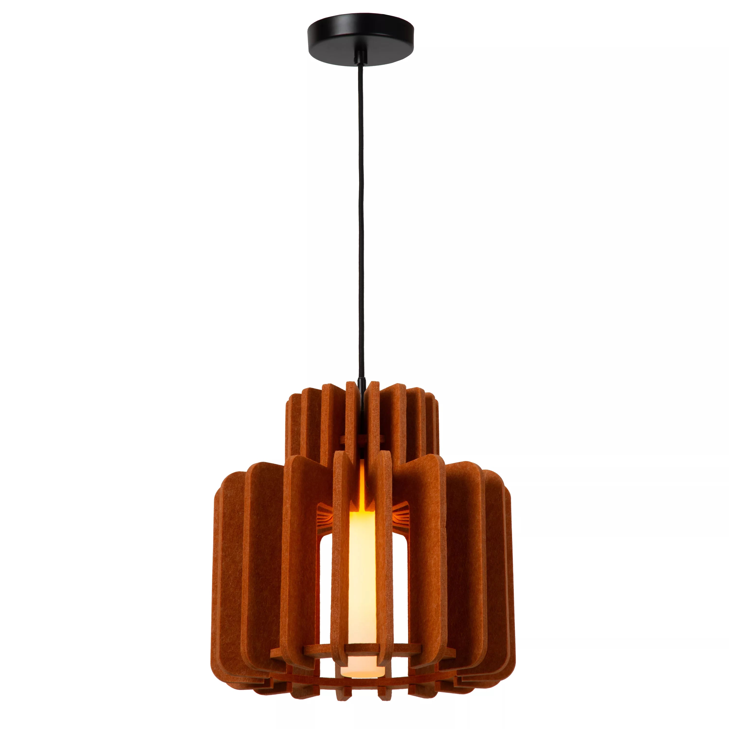 LUCIDE Hanglamp ROLLO - 1xE27 - dia31cm - vilt terracotta - 40W