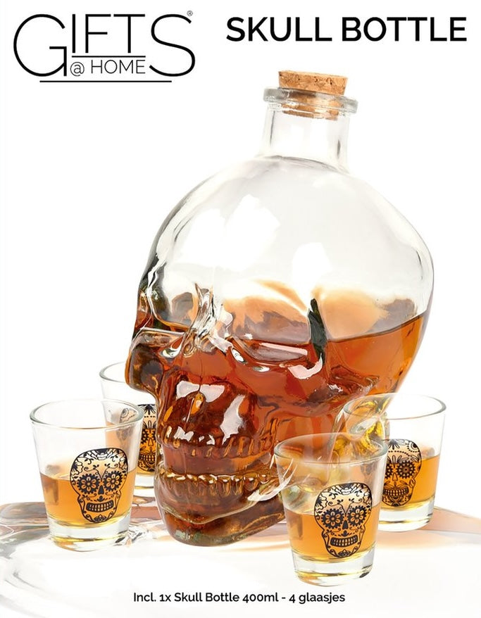 SKULL Bottle 400ml - inclusief 4 glazen