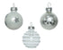 Kerstballen glas glans/mat mix 3cm - wit/zilver 9st. glans/ mat/ dessin
