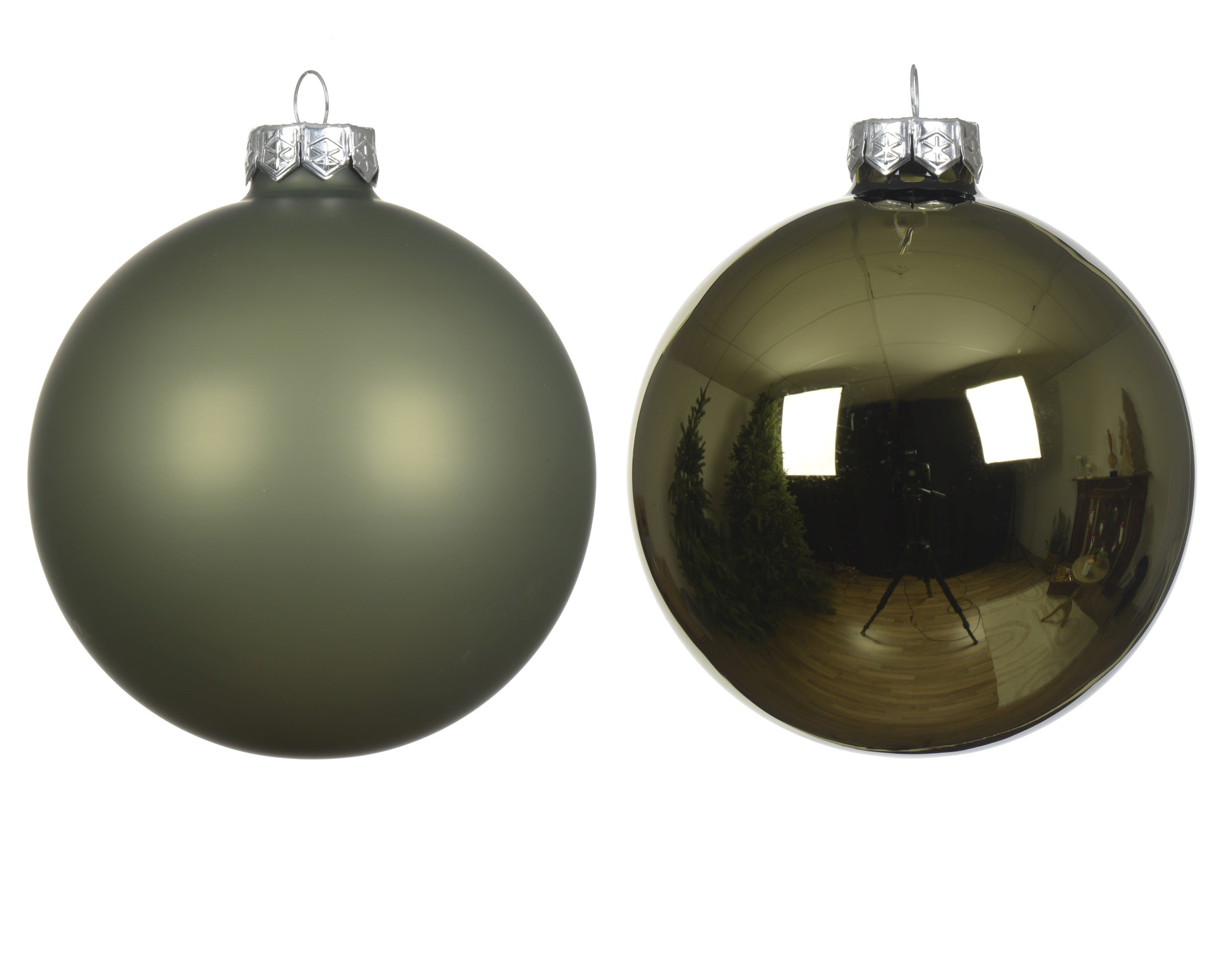 Kerstballen glas glans/mat mix 2.5cm - rozemarijn 24st. rosemary green