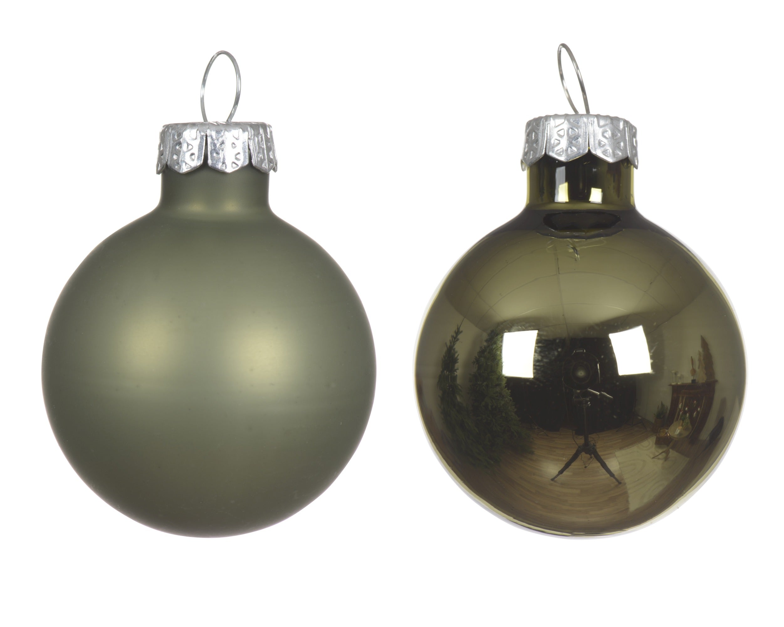 Kerstballen glas glans/mat mix 3.5cm - rozemarijn 16st. rosemary green