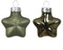 Kerstballen ster glas glans/mat mix 4.5x4cm - rozemarijn 12st. rosemary green