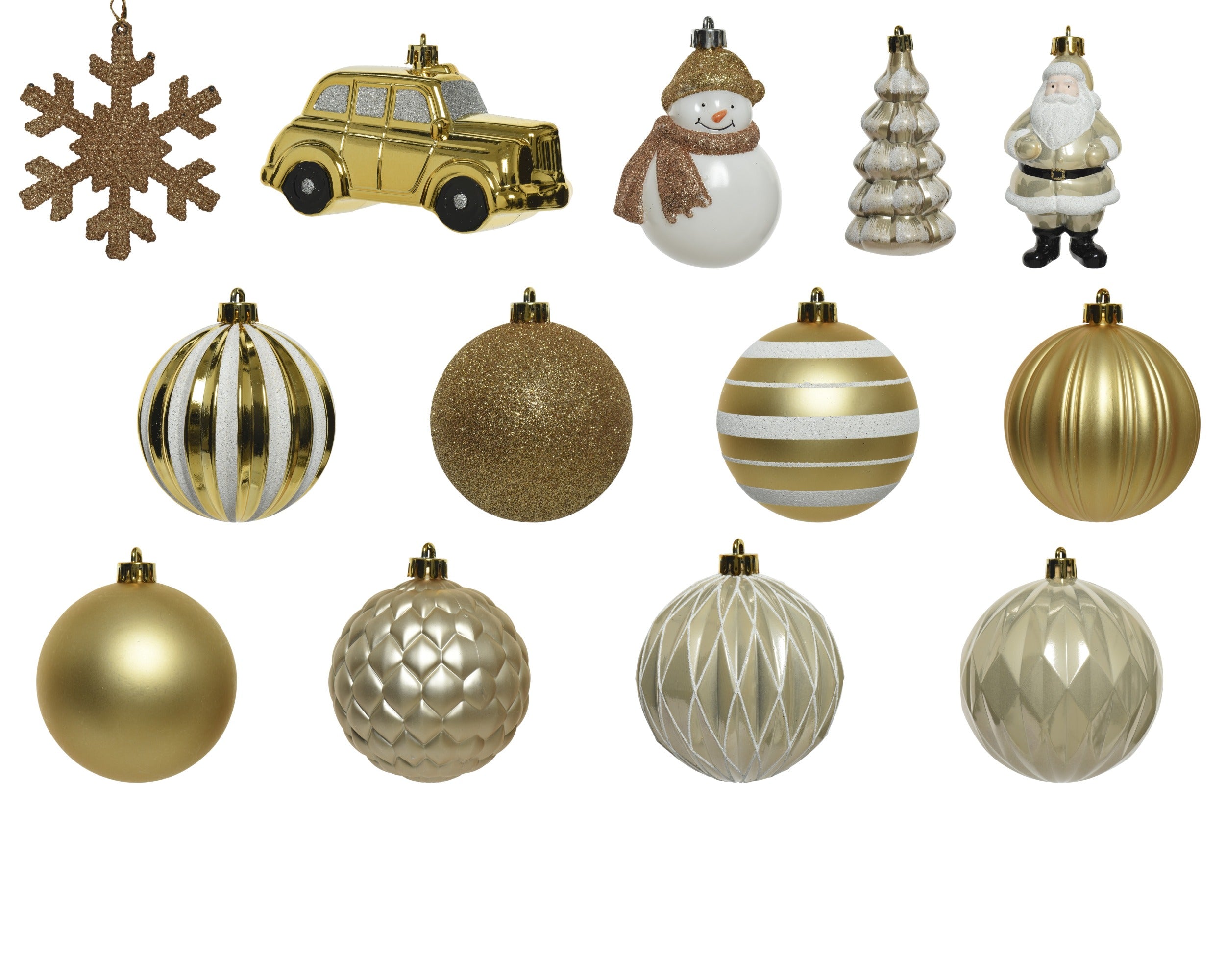 Kerstballen box kunststof glans/mat/glitter mix - goud 25st.