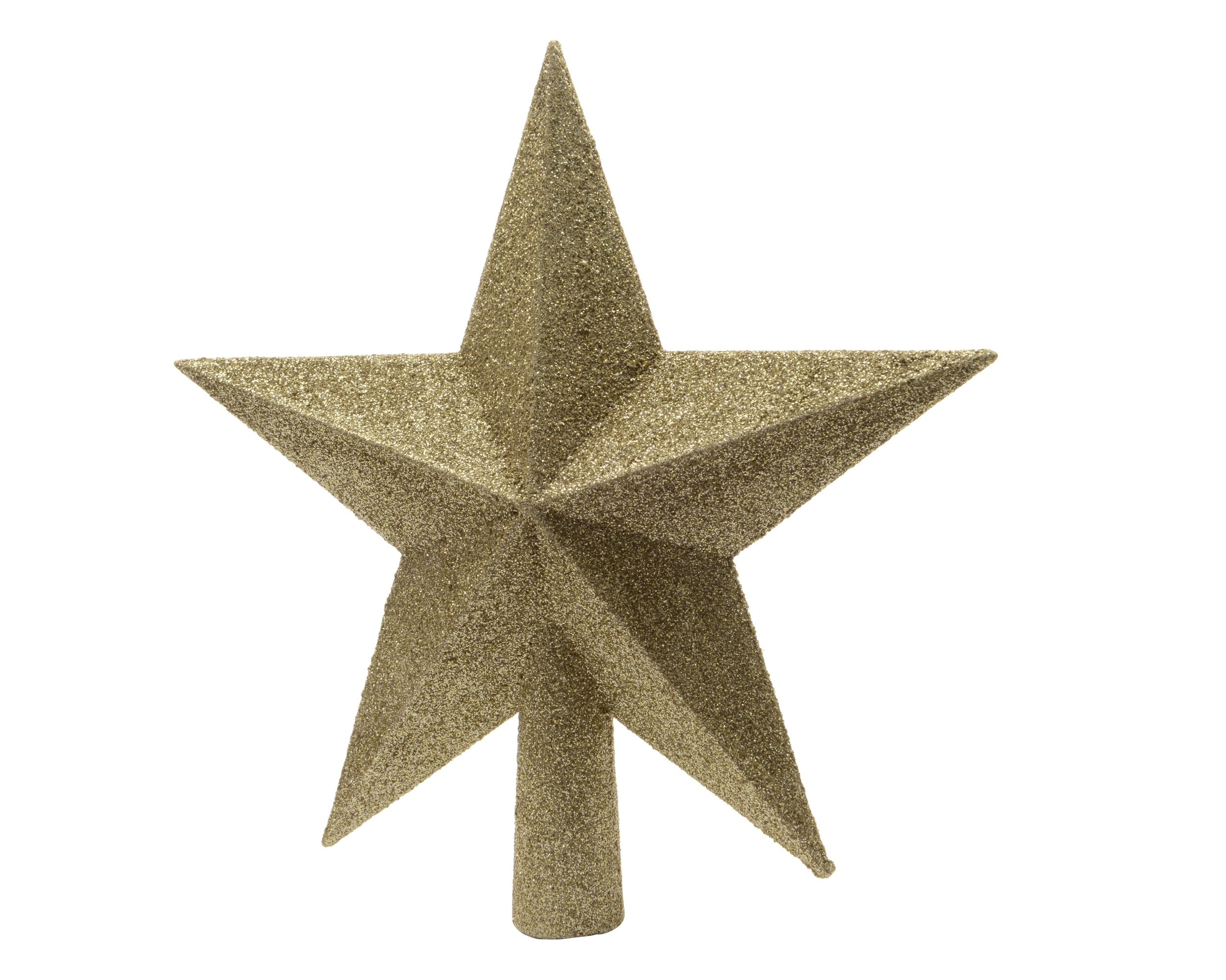 Kerst piek kunststof glitter 19cm - licht goud