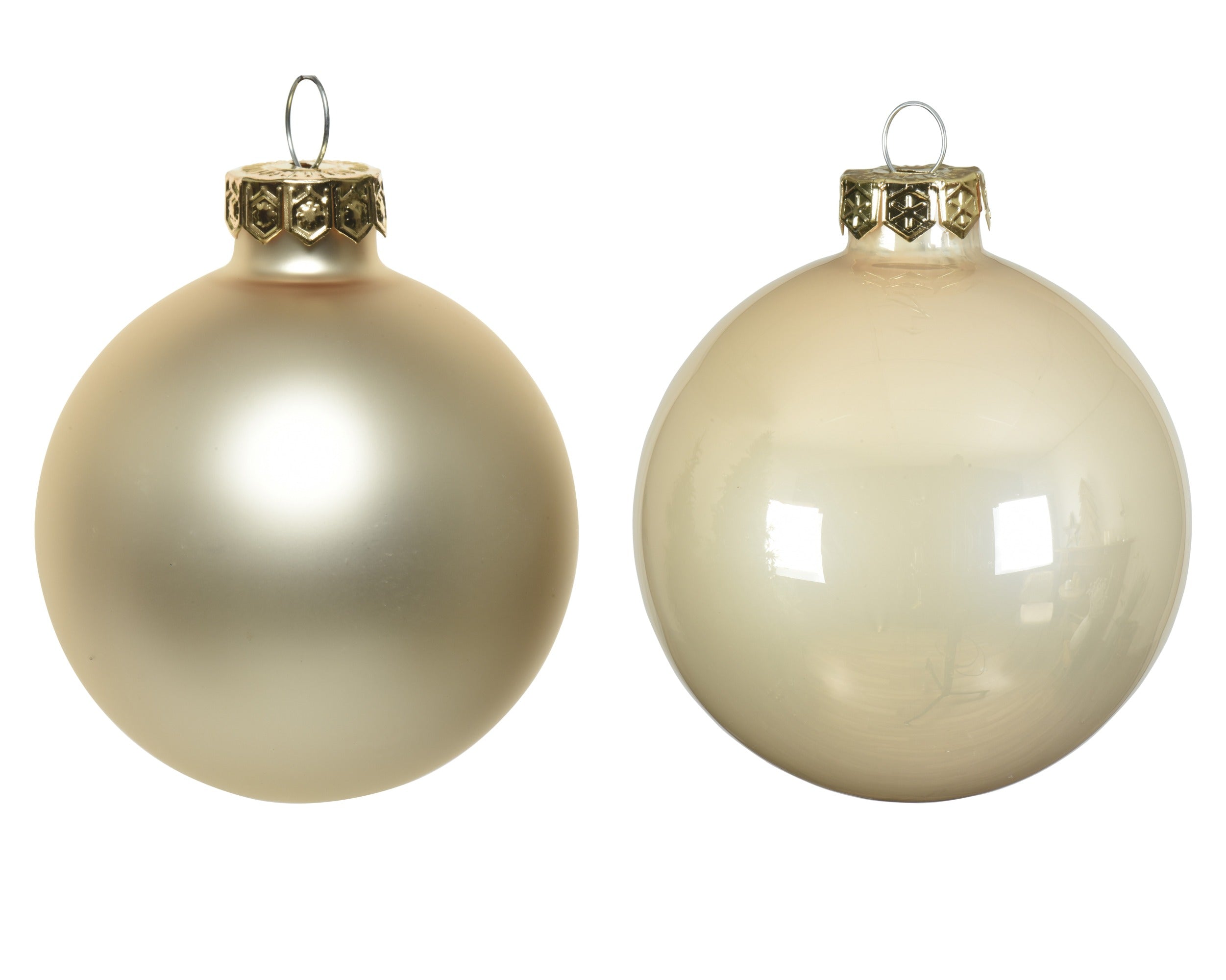 Kerstballen glas emaille/mat mix 8cm - parel 6st.