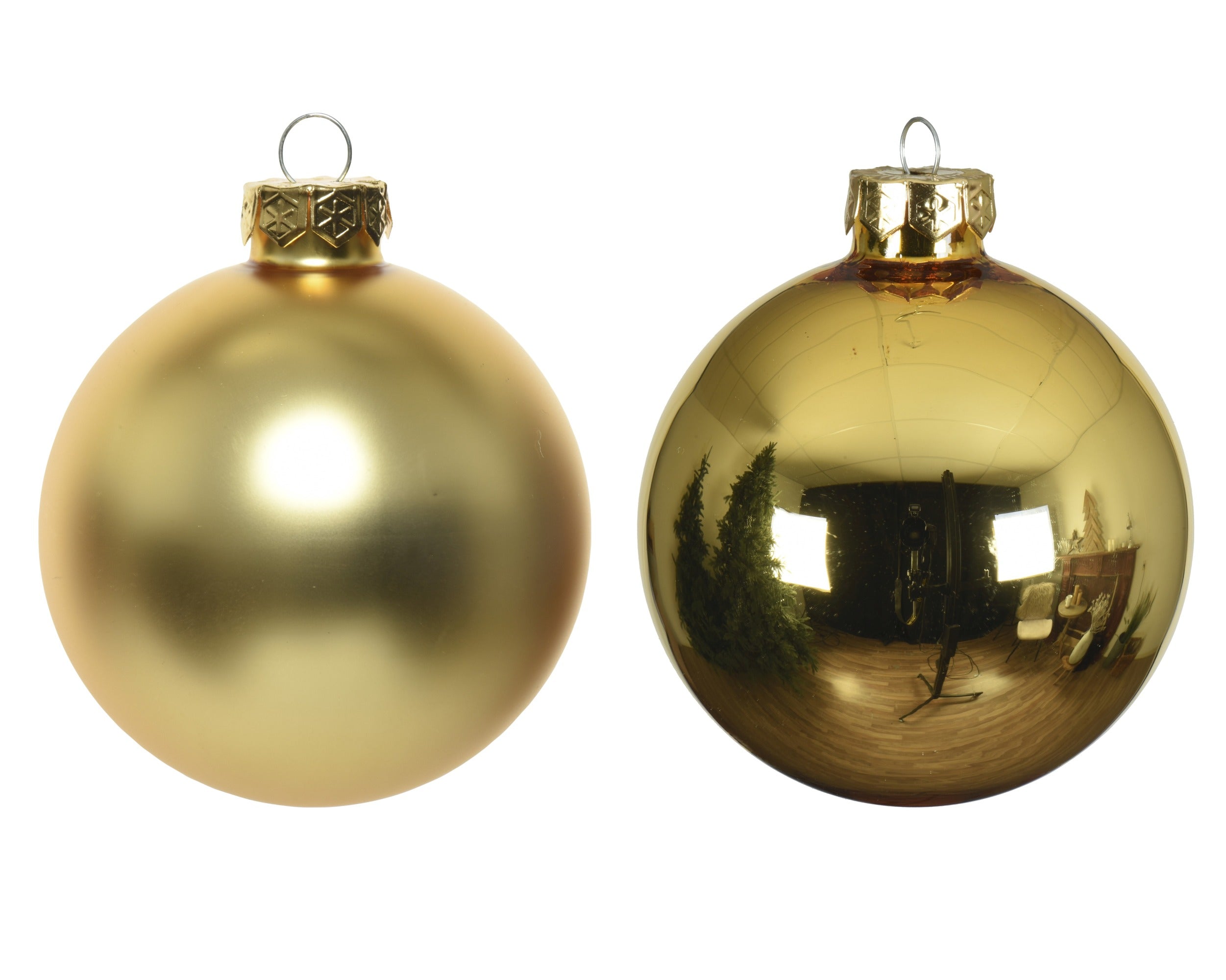 Kerstballen glas glans/mat mix 8cm - licht goud 6st.
