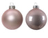 Kerstballen glas emaille/mat mix 8cm - poederroze 6st. roze