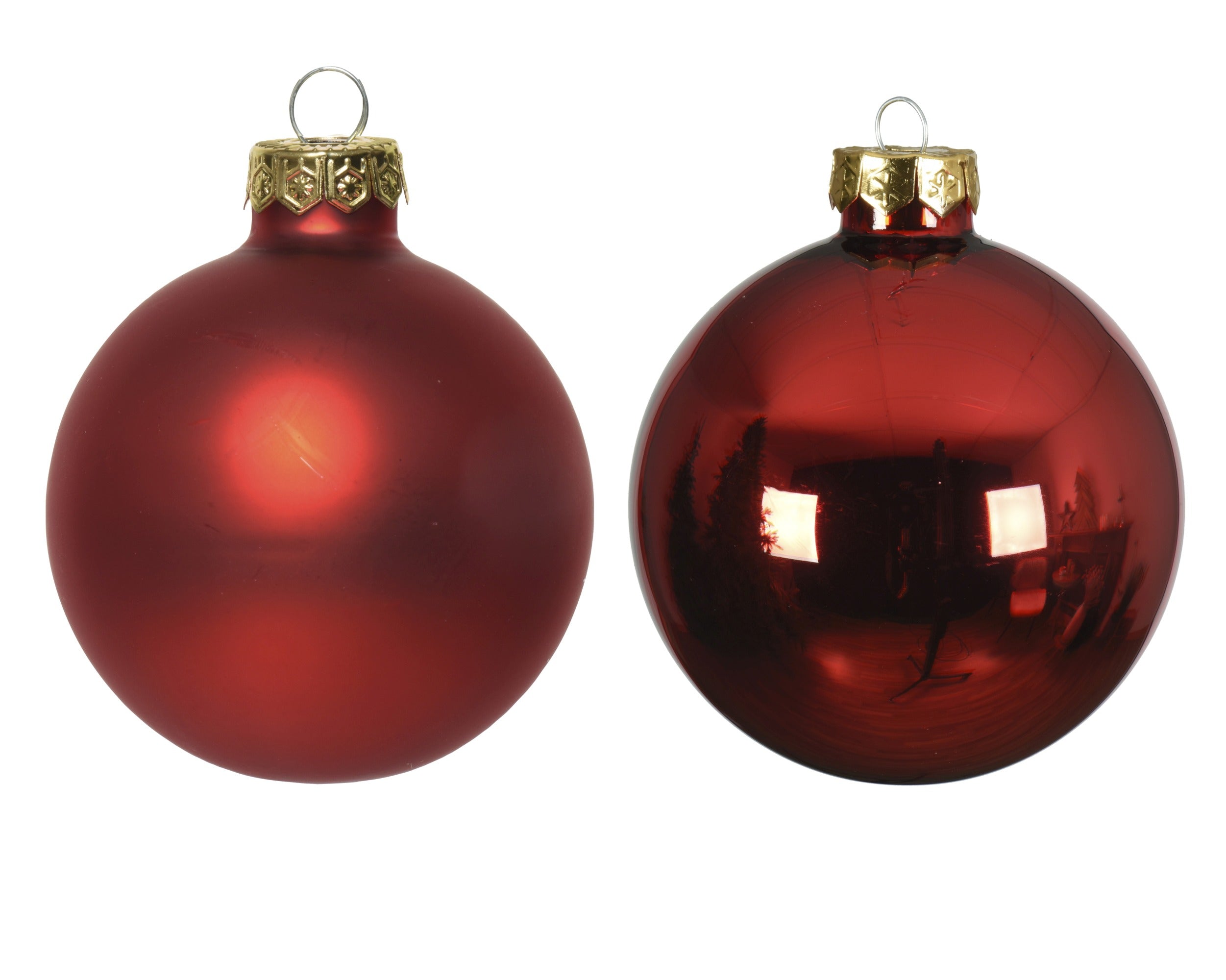 Kerstballen glas glans/mat mix 8cm - kerstrood 6st.