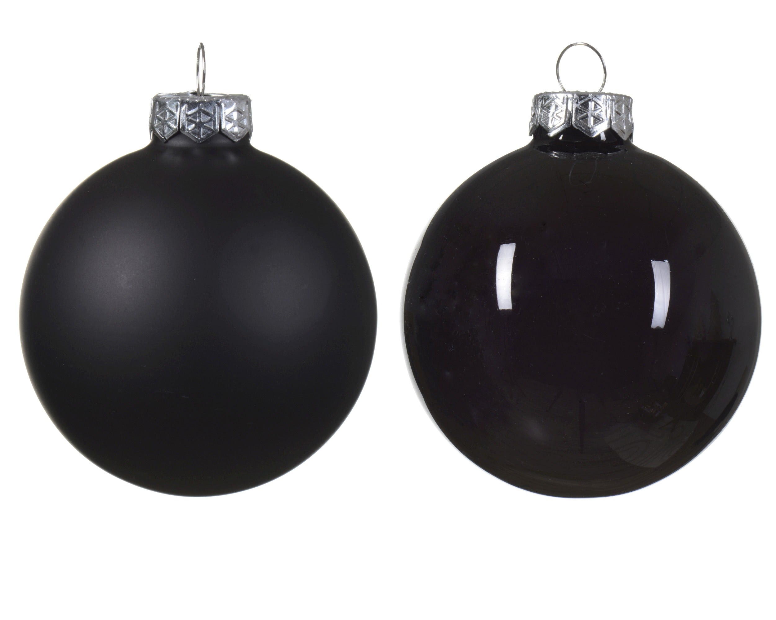 Kerstballen glas glans/mat mix 8cm - zwart 6st.