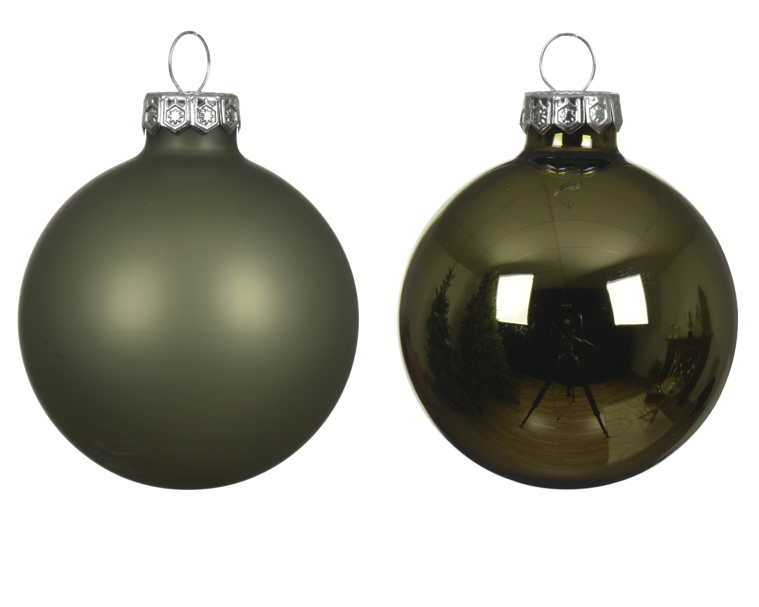 Kerstballen glas glans/mat mix 6cm - rozemarijn 10st. green
