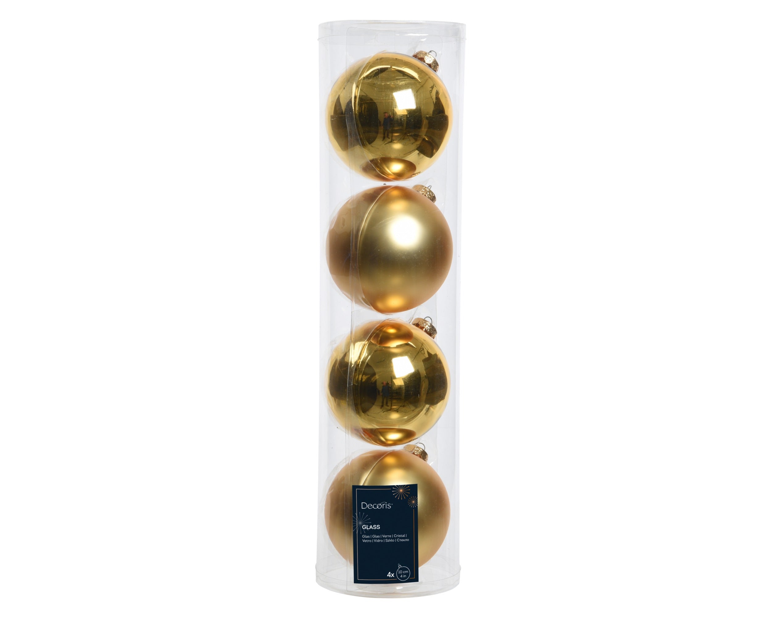 Kerstballen glas glans/mat mix 10cm - licht goud 4st. goud