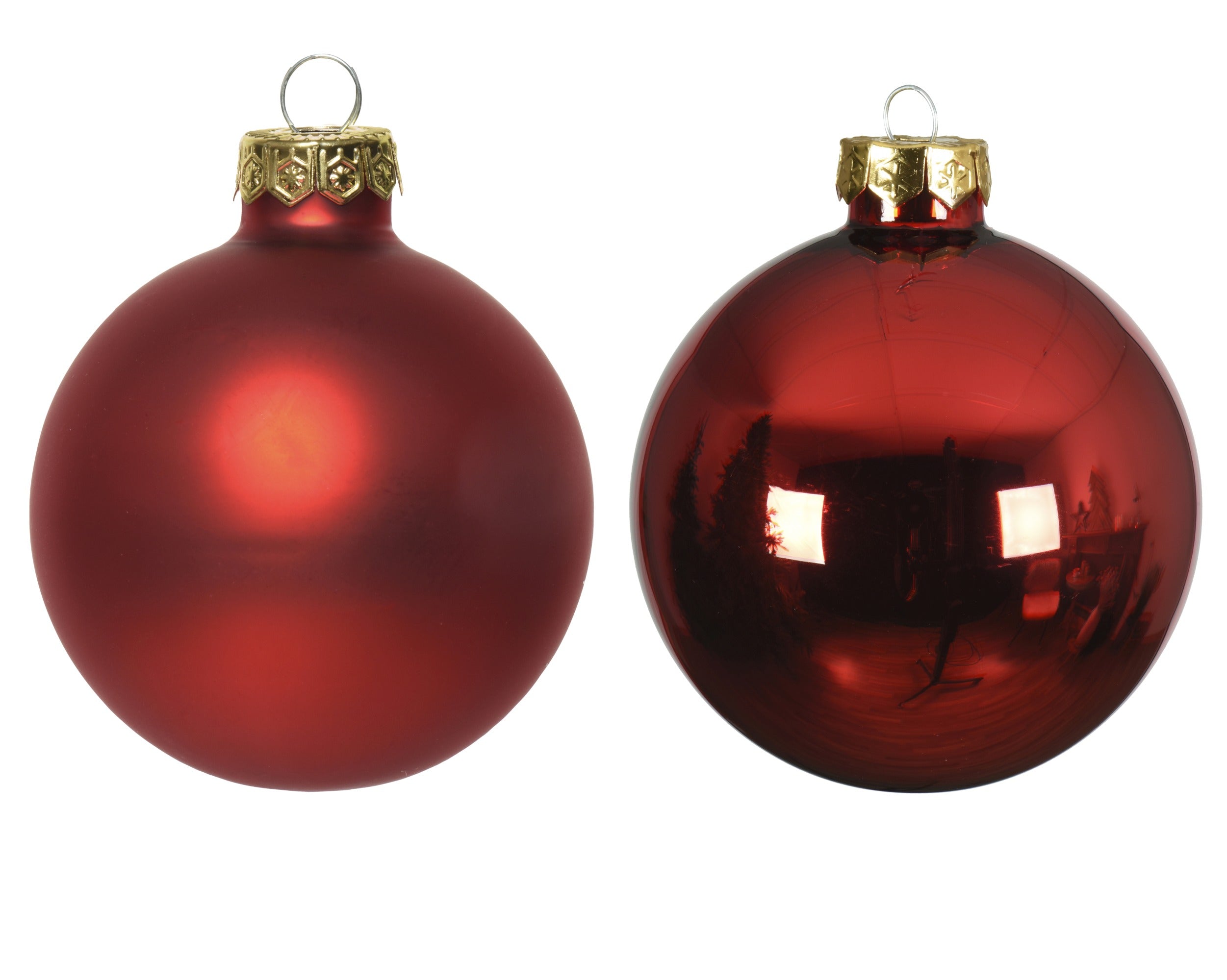 Kerstballen glas glans/mat mix 10cm - kerstrood 4st. rood
