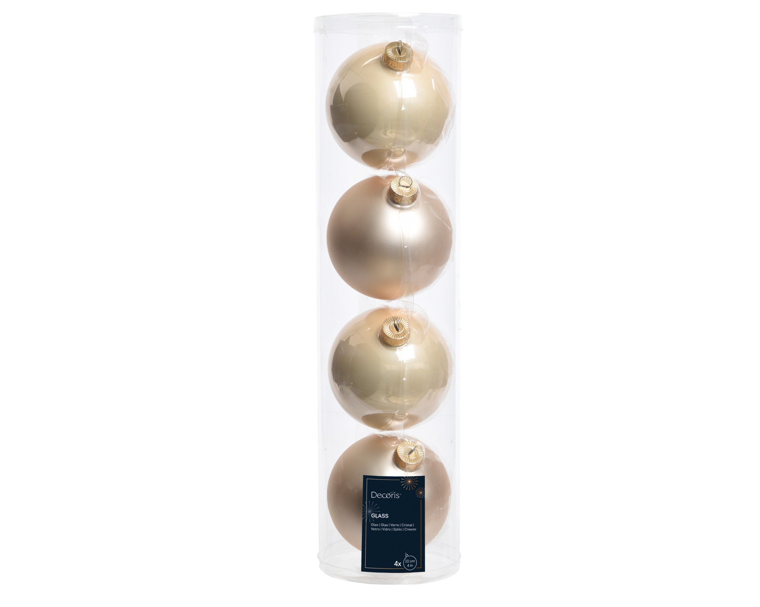 Kerstballen glas emaille/mat mix 10cm - parel 4st.