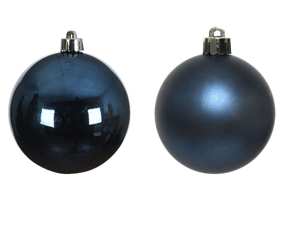 Kerstballen glas glans/mat mix 10cm - nachtblauw 4st. blauw