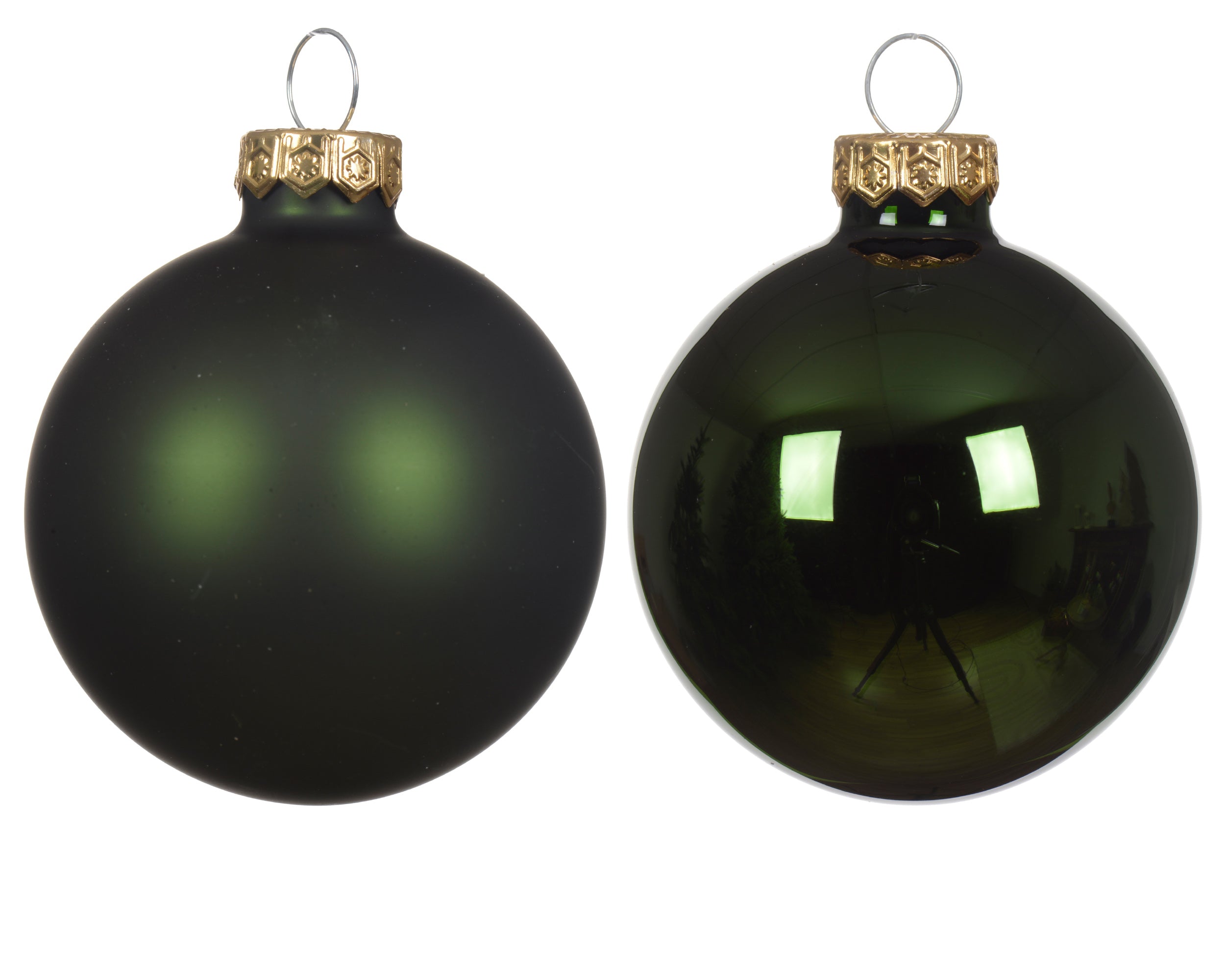 Kerstballen glas glans/mat mix 10cm - dennengroen 4st. groen