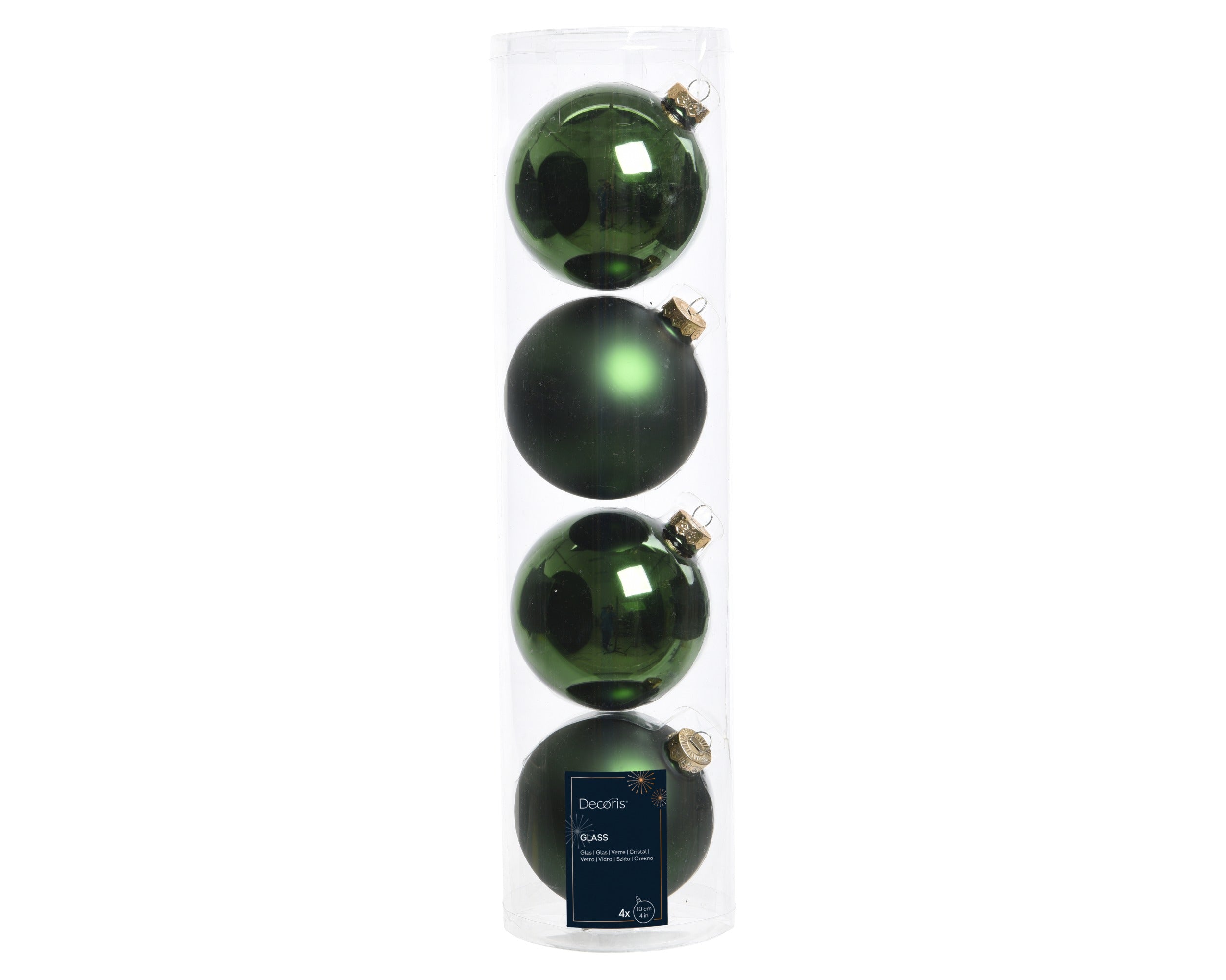 Kerstballen glas glans/mat mix 10cm - dennengroen 4st. groen
