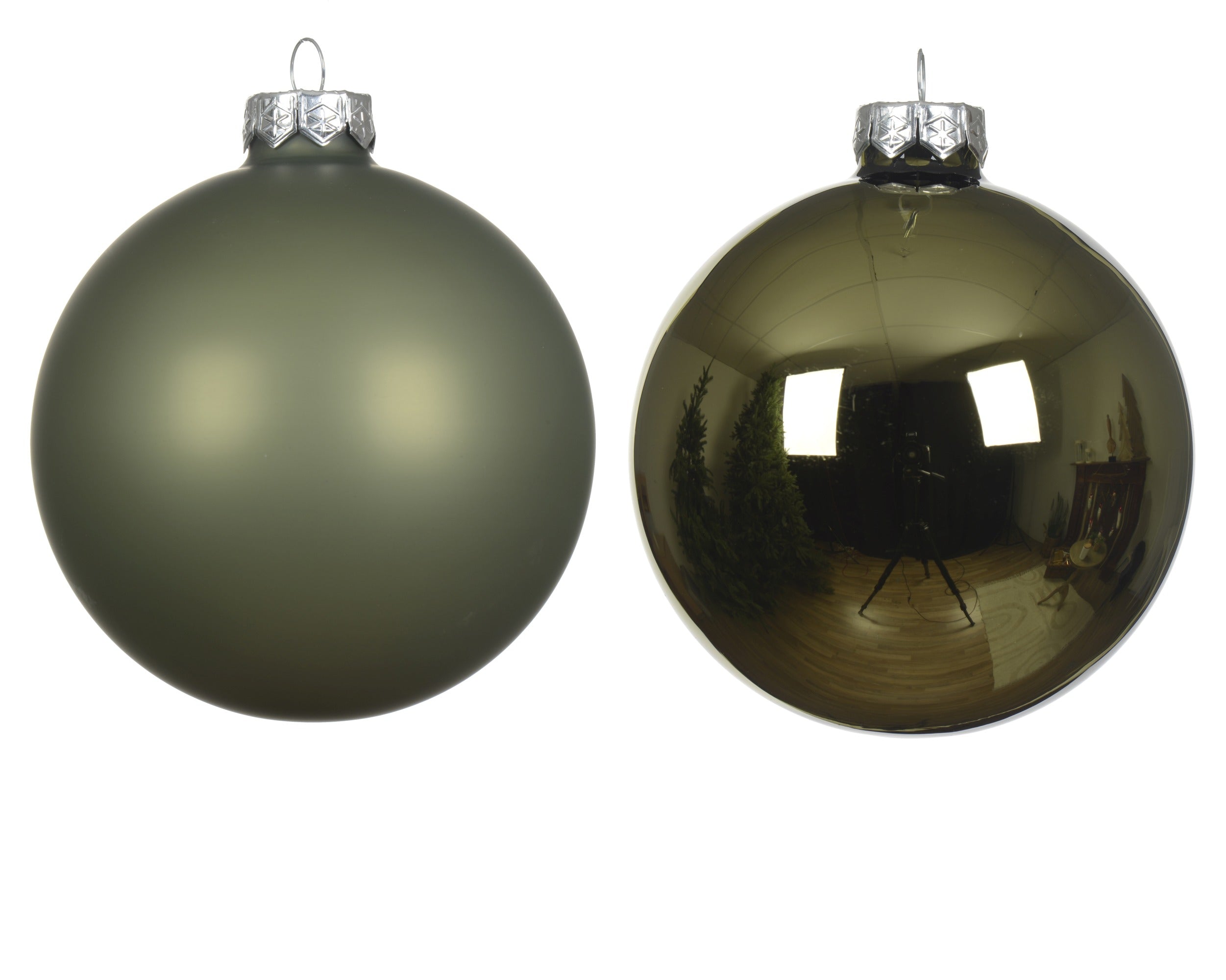 Kerstballen glas glans/mat mix 10cm - rozemarijn 4st. green