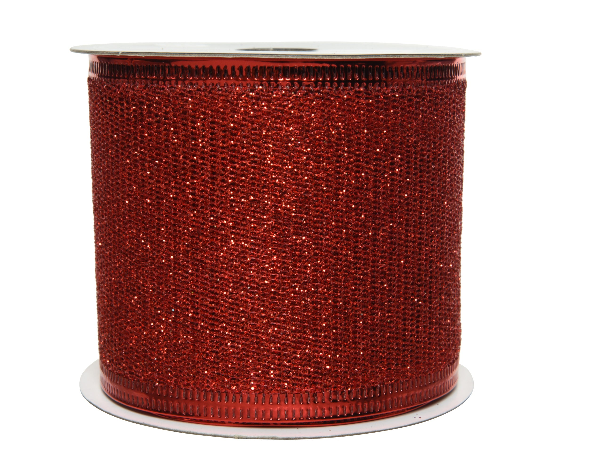 Kerst lint polyester glitter 2.7cm - rood