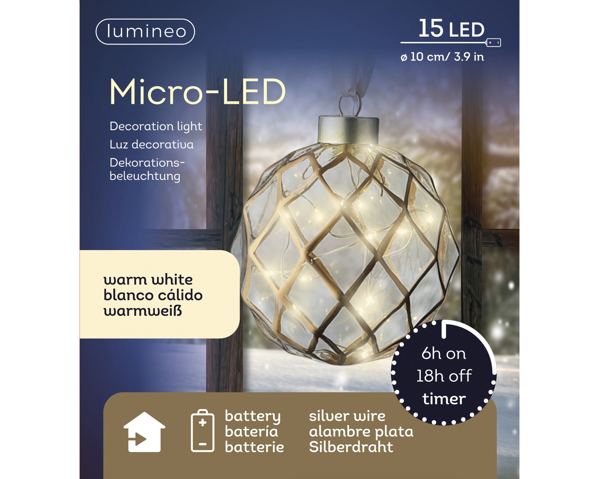 Lumineo micro LED bal binnen 10cm - warm wit