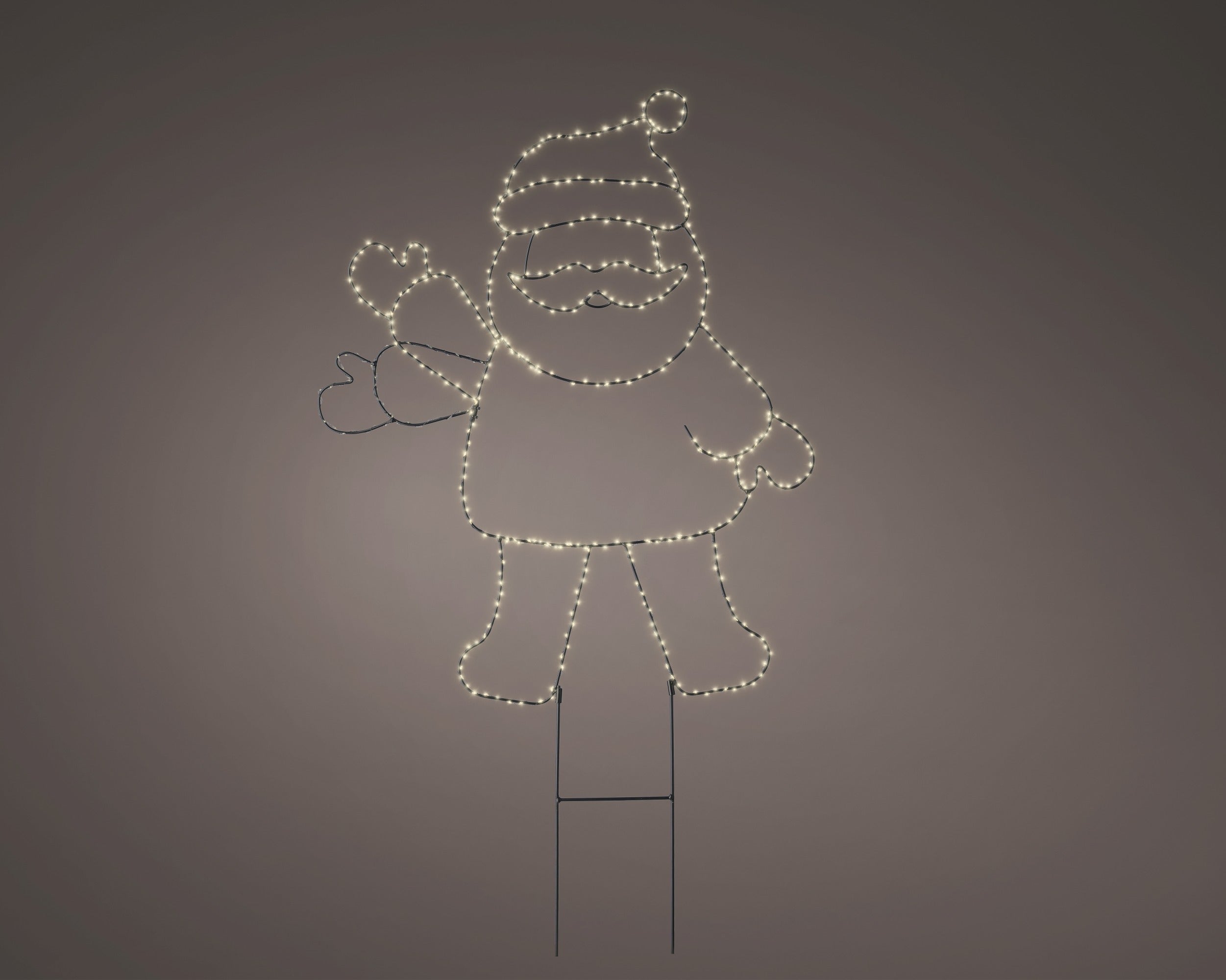 Lumineo micro LED kerstman buiten 62x77cm - zwart - warm wit - kerstverlichting