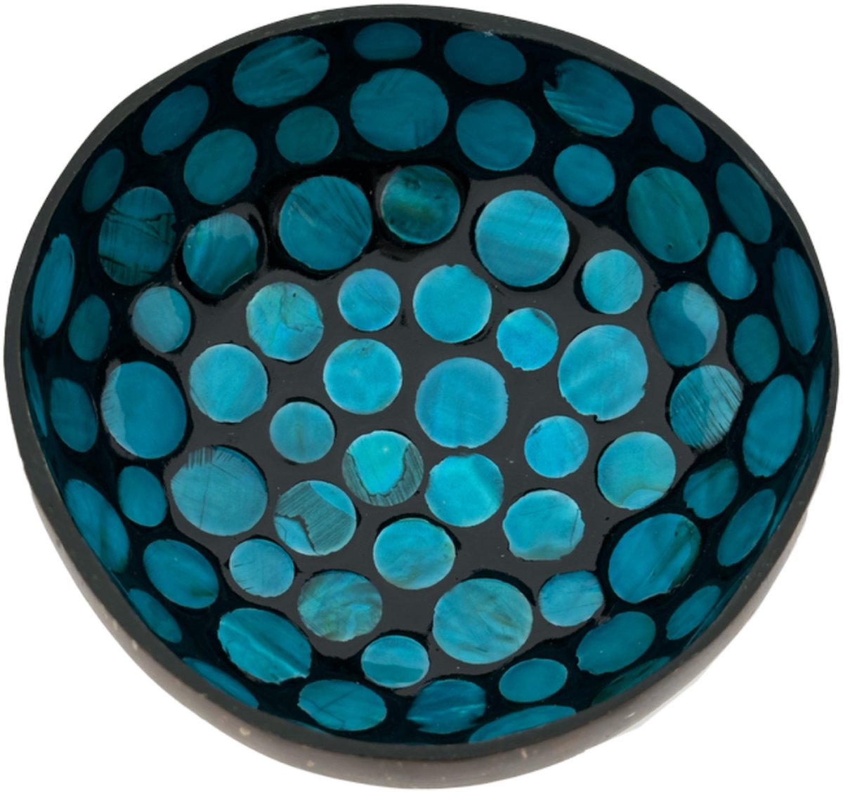 Coconut bowl - zwart met blauwe rondjes