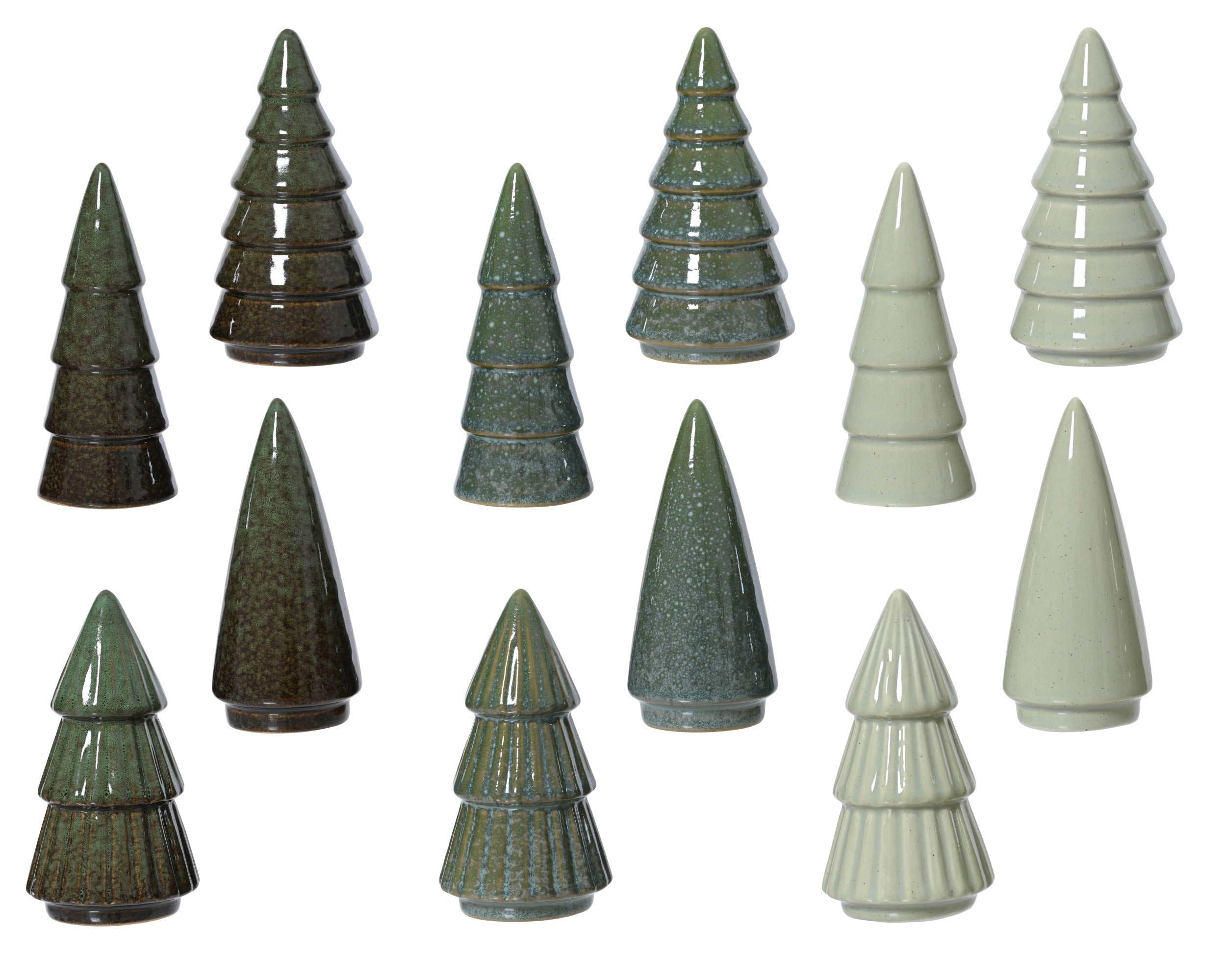 Kerstdeco boom porselein 5.2x10cm - groen - ass. (prijs per stuk)