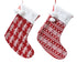 Kerstdeco kous polyester 29x38cm - rood/wit - ass. (prijs per stuk)