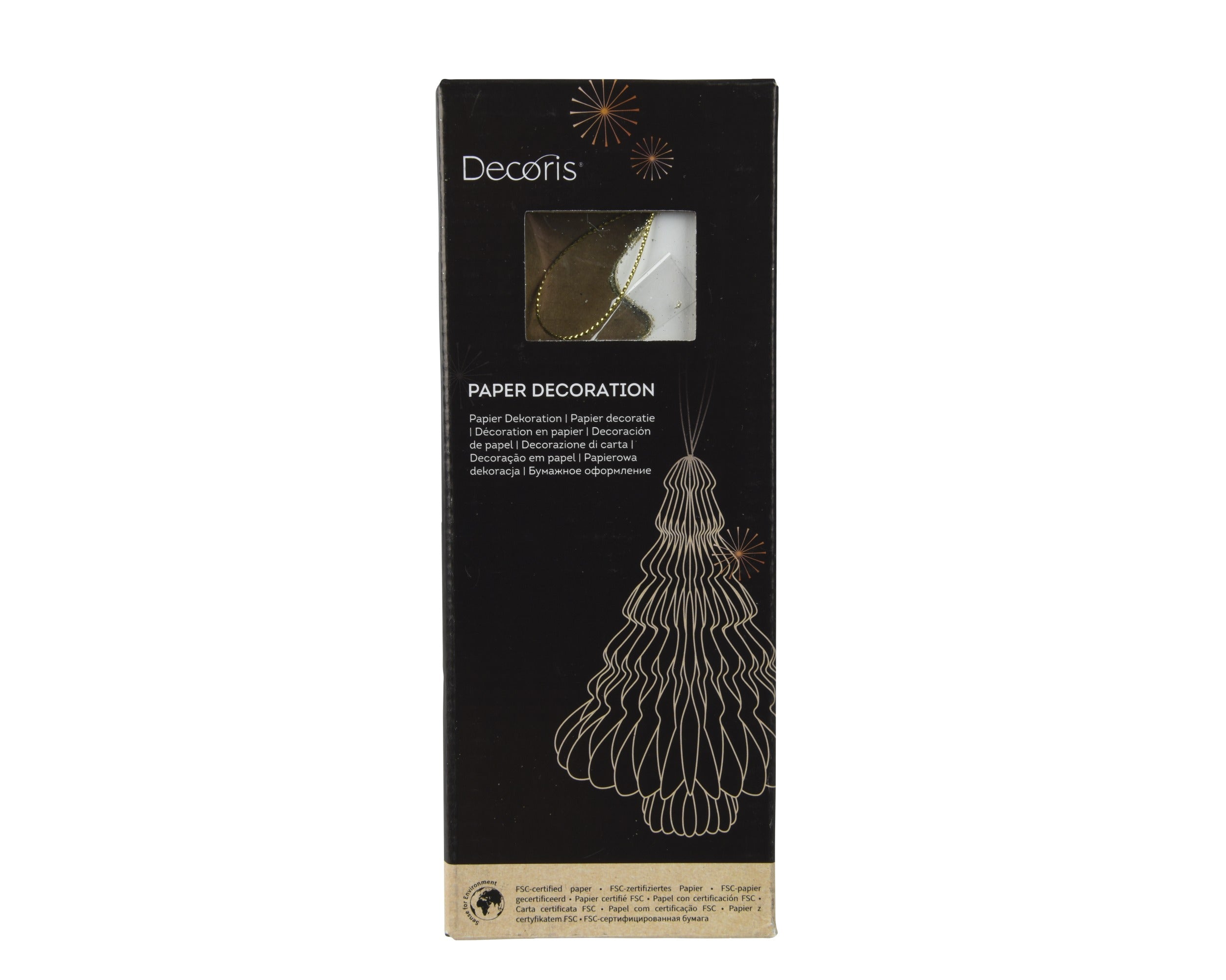 Kerstdeco boom papier 15x20cm - wit